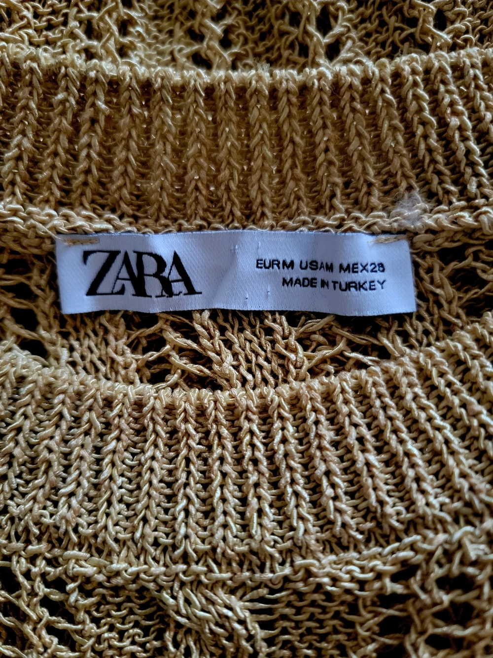 ZARA Mustard Yellow Open Crochet Knit Ruffle Beach Sweater Size M - Picture 8 of 8